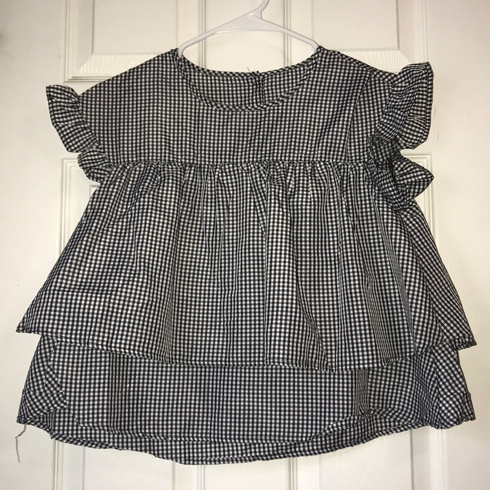shein gingham short ruffle top